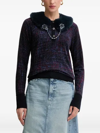 Blugirl detachable-collar embellished sweater - Black