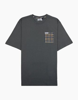 Aquascutum Mens Aquascutum Active Club Check Pocket T Shirt Charcoal - Grey - Size: 38