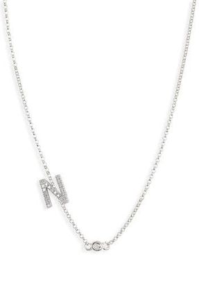 Meshmerise Bezel Diamond Initial Chain Necklace - 0.2ct. in White-N at Nordstrom Rack