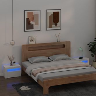 vidaXL Mesitas De Noche Con Led 2 Unidades Blanco 60x35x40 Cm Vidaxl