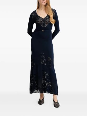 Twin-Set belted maxi dress - women - Polyamide/Viscose - S - Blue