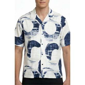 Report Collection Abstract Print Camp Shirt in Indigo at Nordstrom Rack, Size X-Large