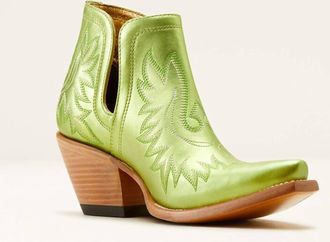 Ariat Womens All Leather Dixon X Toe Western Bootie In Electric Green Apple