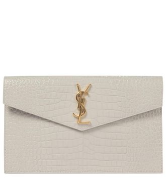 Saint Laurent Uptown croc-effect leather clutch