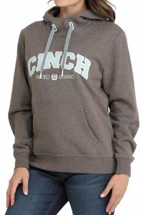 Cinch Womens Logo French Terry Hooded Sweatshirt In Brown