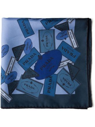 Prada printed twill scarf - men - Recycled Polyester - One Size - Blue