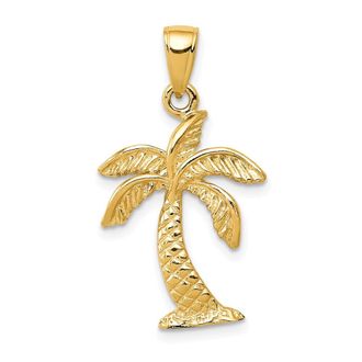 Diamond2Deal 14k Yellow Gold Palm Tree Pendant