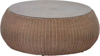 Vente-Unique Tavolino giardino in resina intrecciata marrone - WHITEHEAVEN