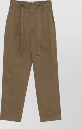 Saint Laurent straight leg cotton trousers belted waist