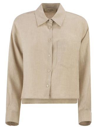 Max Mara Weekend Maxmara Wkdcapo Kurz geschnittenes Leinenhemd mit kastenf&ouml;rmiger Silhouette