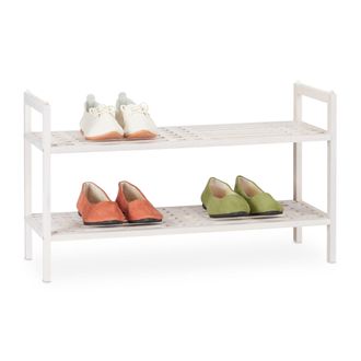 Relaxdays Relaxdays - 2 X Muebles Zapateros Apilables, Zapatero Con 2 Baldas, Nogal, R&uacute;stico, Hasta 6 Pares De Zapatos, 41x69x27 Cm, Blanco