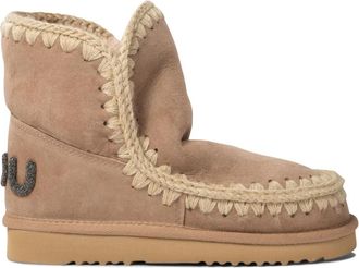 Mou Beige Enkellaarzen met Glitter Logo - Dames - Winterlaarzen - Beige - 39 EU - Su&egrave;de - Schoenen