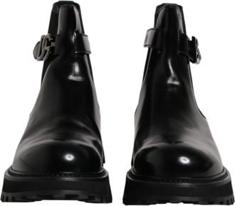 Dolce & Gabbana Black Belted DG Logo Men Chelsea Boots Mens Shoes