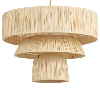 Beliani L&aacute;mpara De Techo Natural 180 Cm Yute Pantalla Texturizada Japandi Chambo
