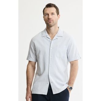 J.A.C.H.S. Linen Blend Short Sleeve Camp Shirt in Light Grey at Nordstrom, Size Xx-Large
