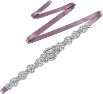 Feoya Womens Rhinestone Wedding Sash Bridal Waist Belt Diamante for Bridesmaid Dress Crystal Applique Pearl Evening Sparkle Diamond Ribbon Gown Party Prom 0