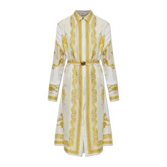 Versace Dames, Jurken, Beige, Maat: XS Zijde