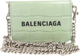 Balenciaga Green Leather Chain/Shoulder Wallet (Pre-Owned)