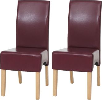 Hhg Hhg - Nunca Usado] Lote De 2 Sillas De Comedor Silla De Cocina Silla Latina, Cuero, Rojo, Patas Claras