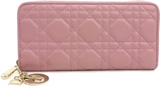Dior Pink Leather Long Wallet (Bi-Fold) (Pre-Owned)