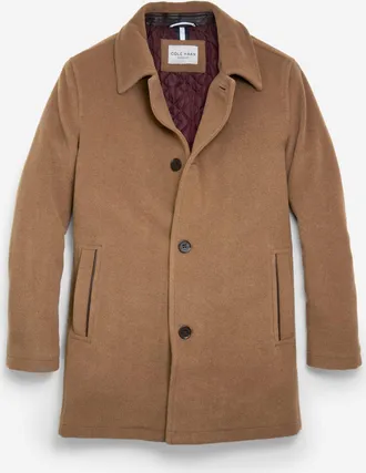 Cole Haan Mens Wool Blend Car Coat - Brown Size Medium