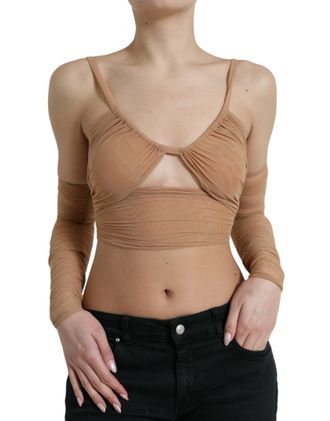 Dolce & Gabbana Mesh Crop Top Met Lange Mouwen