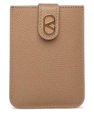 Valentino Garavani logo-plaque wallet - women - Calf Leather - One Size - Neutrals