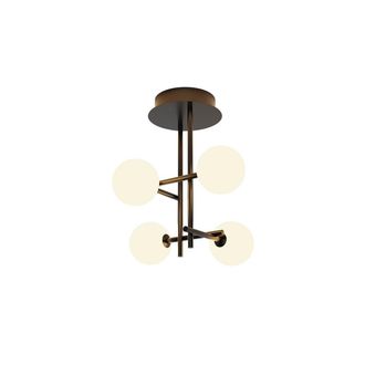 Mantra Semiplafon De 4 Luces Modelo Cellar Negro Con Tulipas Esfericas Mantra