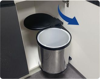 OEM Cubo De Basura Giratorio De 14 Litros Para Debajo Del Fregadero - Apertura Autom&aacute;tica, Instalaci&oacute;n Izquierda/derecha, Pvc Antracita Resistente - Ulise