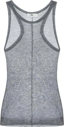 Elisabetta Franchi Wol Top Met Ribbels - Dames - Tops zonder mouwen - Grijs - M - Wol - Tops
