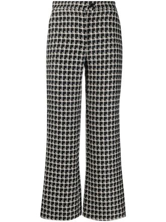 Alberta Ferretti cropped geometric-print trousers - women - Acetate/Polyester/Acrylic/Cupro/Wool - 38 - Black