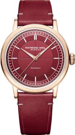 Raymond Weil Millesime Automatic Red Grape Dial Leather Strap Mens Watch 2925-PC5-45001