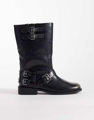 Asos Asher - Stivali biker bassi nero brunito