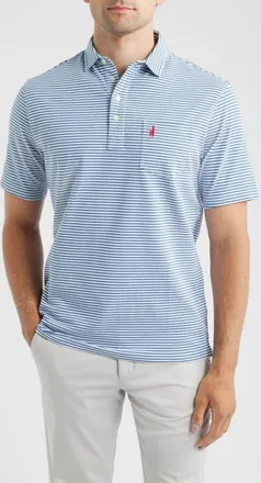 Johnnie-O Jacks Stripe Hangin Out Pocket Polo in Moonlight Blue at Nordstrom, Size Xx-Large