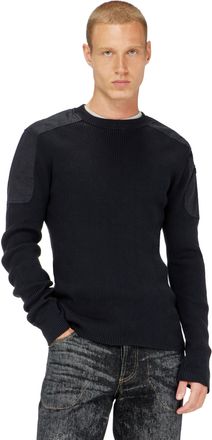 Diesel Ribbed jumper with shoulder panels - Knitwear - Man - Black