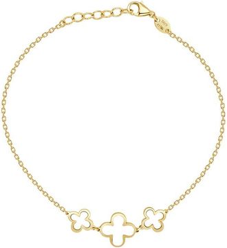 Italian Gold, Inc 14K Mother Of Pearl Station Chain Clover Bracelet