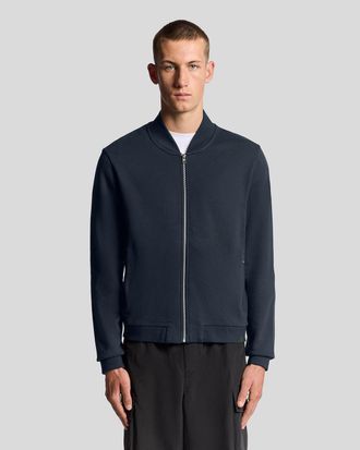 Lyle & Scott Mens Half Raglan Sleeve Jersey Bomber - Navy Cotton - Size X-Large