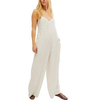 Free People Drifting Dreams Jumpsuit Womens White Sweetheart Neck DDR2810