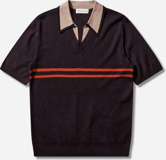 Dries Van Noten Men s Merino Wool Polo Shirt Dark Purple