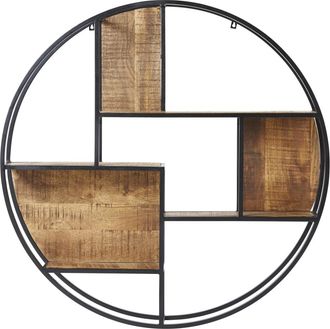 Maisons du monde Estanter&iacute;a redonda de acero negro y madera de mango