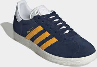 adidas Sneaker ADIDAS ORIGINALS GAZELLE, Damen, Gr. 37, blau (night indigo, crew gelb, core wei&szlig;), Leder, Synthetik, Schuhe Sneaker