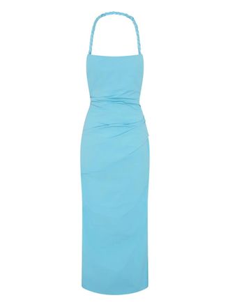Paris Georgia Romy braided-halterneck midi dress - Blue