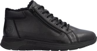 Rieker Zwarte Casual Enkelboots Zwart - Heren - Veterlaarzen - Zwart - 43 EU - Wol - Schoenen