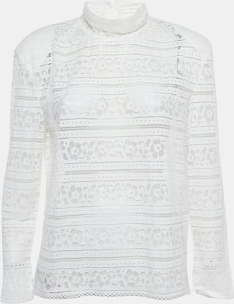 Sandro White Lace Turtle Neck Top L