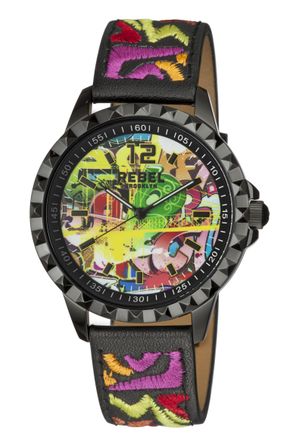 Rebel Rockers WoMens Dumbo Black Dial Leather Watch - One Size