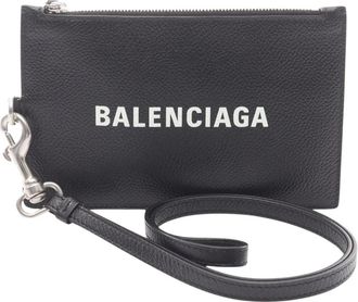 Balenciaga Pre-owned Clutches, female, Black, Size: ONE SIZE Pre-owned Vintage Logo Leather Pouch