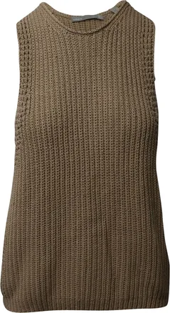 Vince Waffle Stitch Knit Top in Beige Cotton