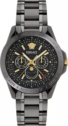 Versace Galaxy Moonphase Quartz Black Dial Mens Watch VE0K00525