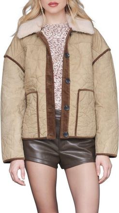 Avec Les Filles Oversize Floral Quilted Heritage Jacket in Vintage Khaki at Nordstrom, Size X-Large