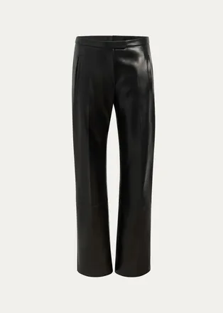 Khaite Miles Leather Straight-Leg Pants